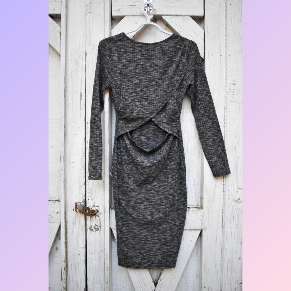 Charlotte Russe Open Back Long Sleeve Pencil Dress Size M